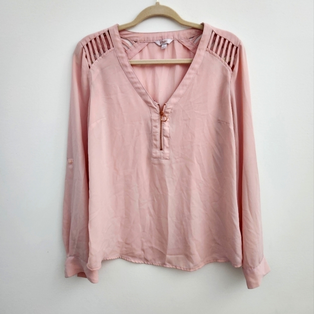 Candies Pink Zip Blouse Large